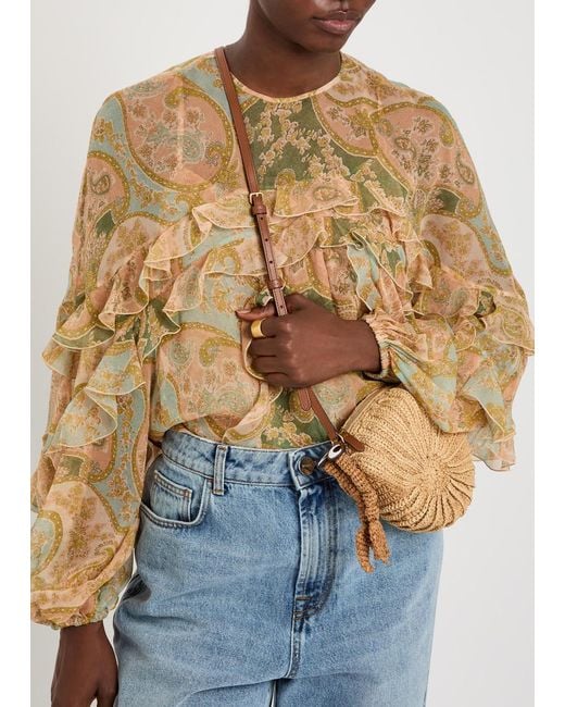 Anya Hindmarch Brown Hermit Crab Raffia And Leather Cross-Body Bag