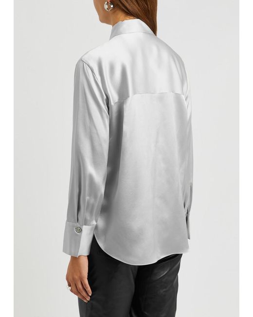 Vince White Silk-satin Shirt