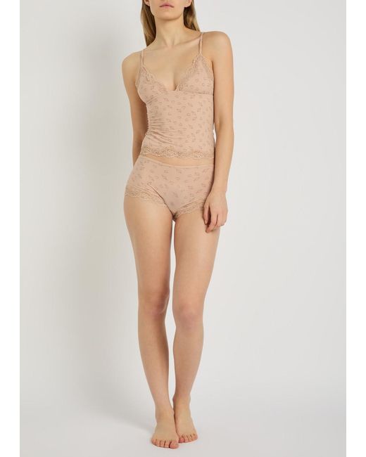 Skims Natural Printed Stretch-Jersey Cami And Boyshort Set