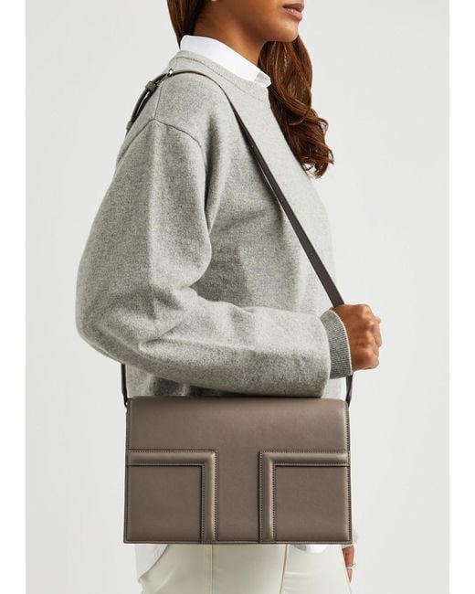 Totême  Brown Totême T-flap Leather Shoulder Bag