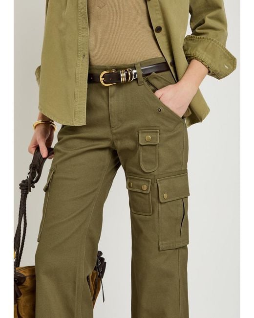 Isabel Marant Green Josine Twill Cropped Cargo Trousers
