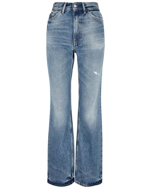 Acne Blue Distressed Flared-Leg Jeans