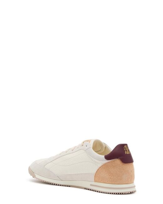 Brunello Cucinelli White Panelled Grained Leather Sneakers for men