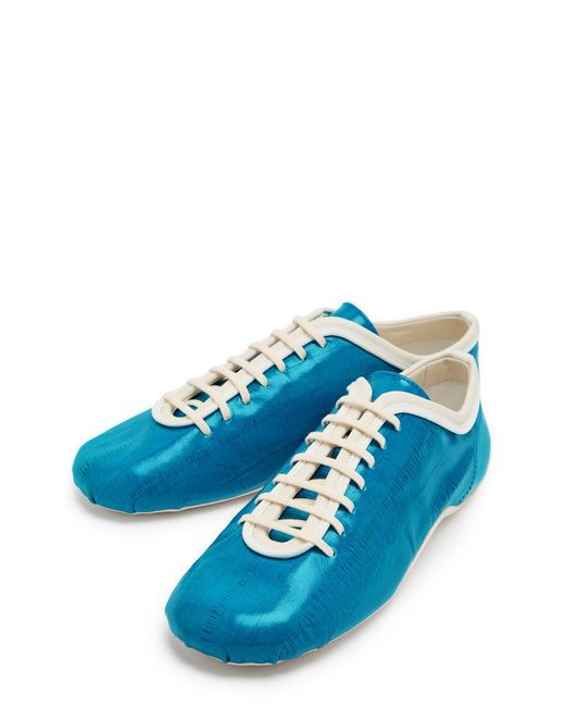Dries Van Noten Blue Crinkled Leather Sneakers