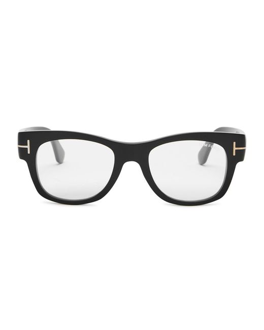 Tom Ford Black Soft Square Frame Optical Glasses, Eyewear, Shiny, Classic Design, Lightweight Frame for men