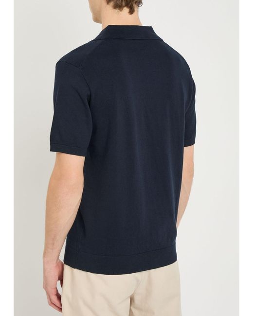 Raith Blue Open-Collar Cotton Polo Shirt for men