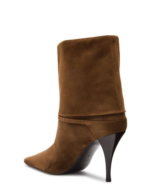 Saint Laurent Brown Niki 90 Suede Ankle Boot