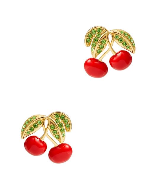 Crystal Haze Jewelry Red Pop The Cherry 18kt Gold-plated Stud Earrings