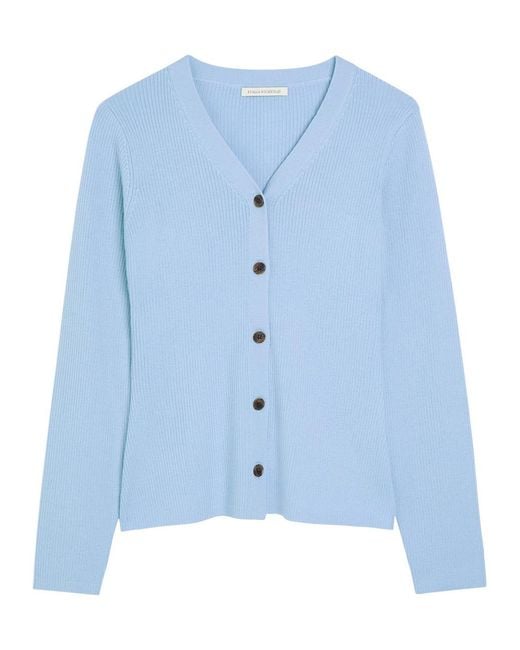 Emilia Wickstead Blue Ash Ribbed Wool Cardigan
