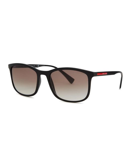 Prada Linea Rossa Brown Matte Square-frame Sunglasses