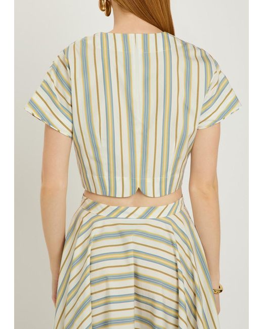 Thierry Colson White Bianca Striped Cotton-Poplin Blouse
