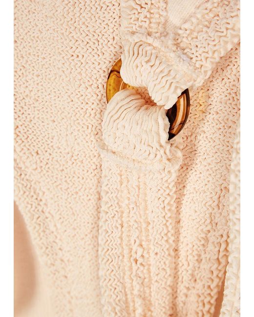 Hunza G Natural Domino Seersucker Swimsuit, Scoop-Neck, Hand Wash, Domino Swimsuit