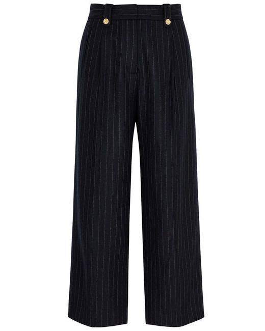3.1 Phillip Lim Blue Pinstripe Cropped Wool-Blend Trousers