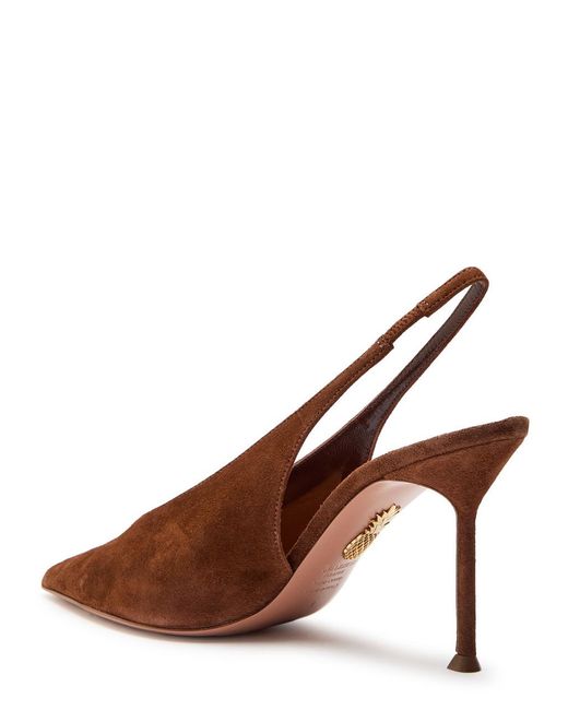 Aquazzura Brown Voltaire 85 Suede Slingback Pumps
