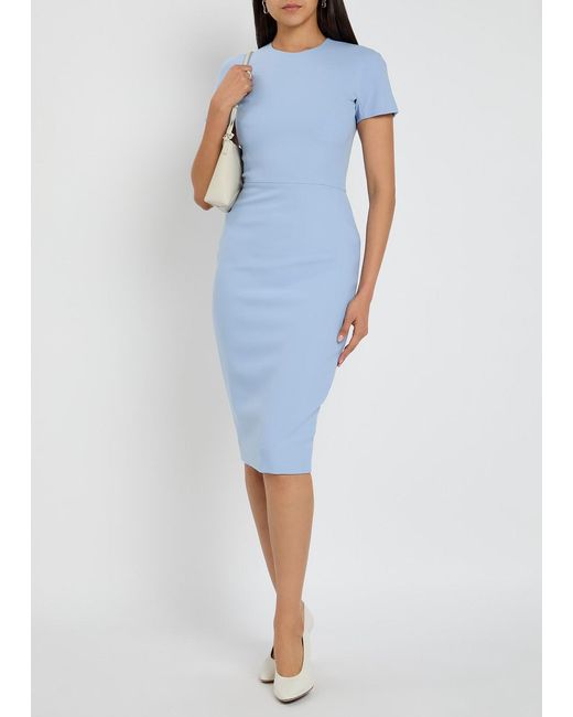 Victoria Beckham Blue Woven Midi Dress