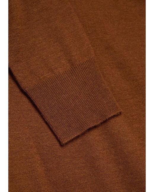 Joseph Brown Mock-Neck Cashmere Top