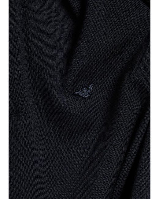 Emporio Armani Black Half-Zip Wool-Blend Polo Shirt for men