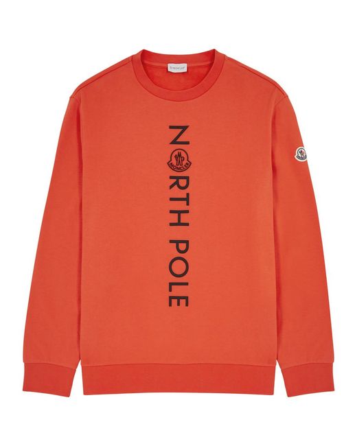 Moncler Orange Logo Cotton Sweatshirt for men