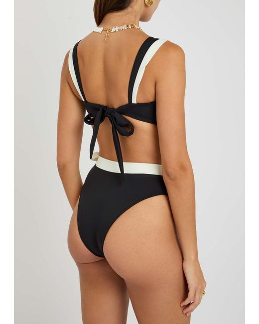 Away That Day Black Lido Unidici Designer Scoop Neck Bikini, M