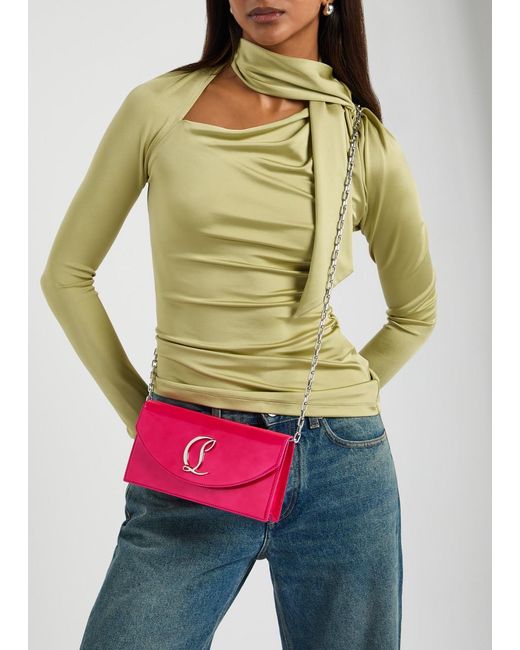 Christian Louboutin Pink Pearlescent Patent Leather Clutch