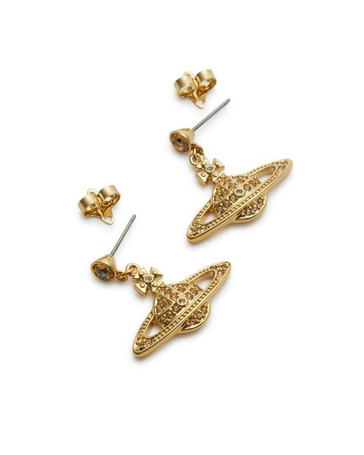 Vivienne Westwood White Mini Bas Relief Orb Drop Earrings