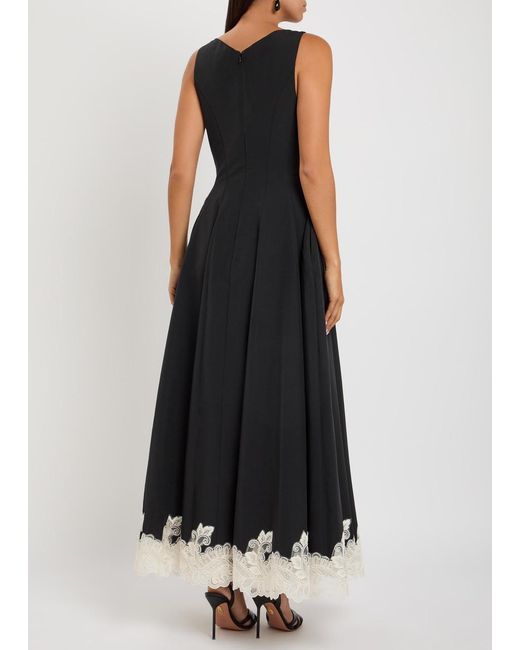 Jonathan Simkhai Black Mira Lace-Trim Cotton-Blend Faille Maxi Dress