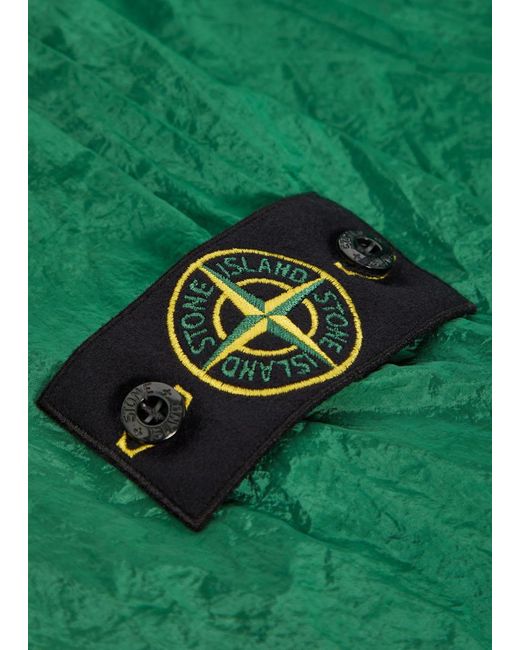 Stone Island Green Crinkled Nylon Overshirt for men