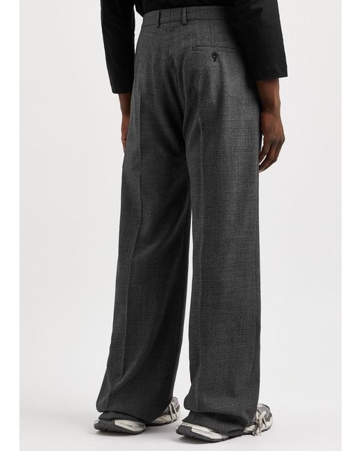 Balenciaga Gray Prince Of Wales Checked Wool Trousers for men