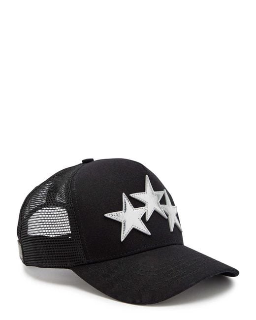 Amiri Black 3 Star Appliquéd Canvas And Mesh Cap for men