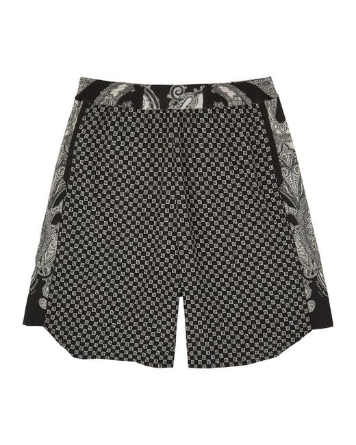 Balmain Gray Printed Stretch-jersey Shorts for men