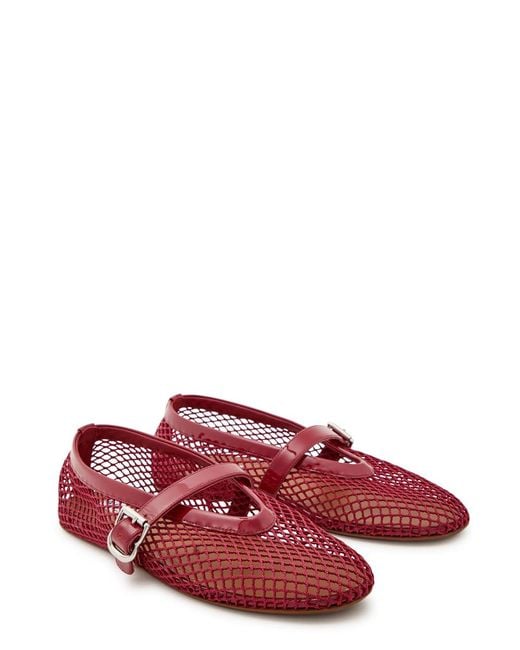 Alaïa Red Mesh And Glossed Leather Ballet Flats