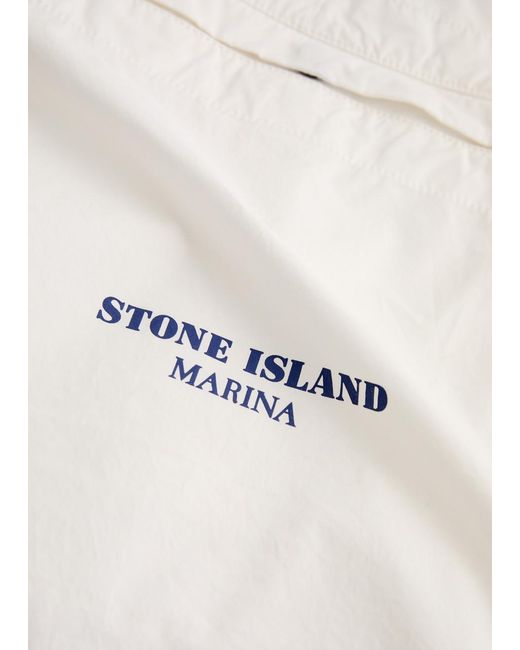 Stone Island White Marina Cotton Shorts for men