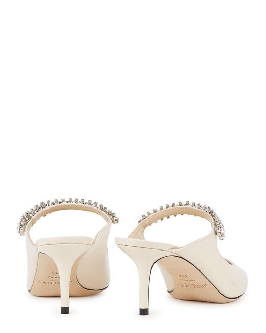 Jimmy Choo Bing 65 Off-white Patent Leather Mules
