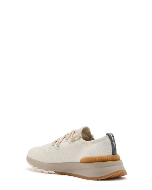 Brunello Cucinelli White Knit Sneakers for men