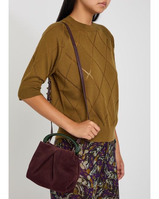 Dries Van Noten Purple Crisp Suede Top Handle Bag