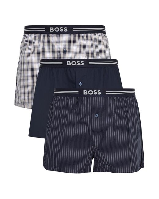 Boss Blue Logo Cotton-poplin Boxer Shorts for men