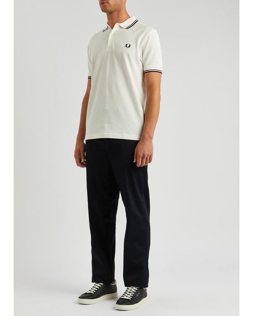 Fred Perry White Twin Tipped Piqué Cotton Polo Shirt for men