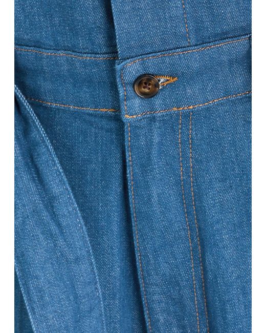 PAIGE Blue Cameron Wide-Leg Stretch-Denim Jumpsuit