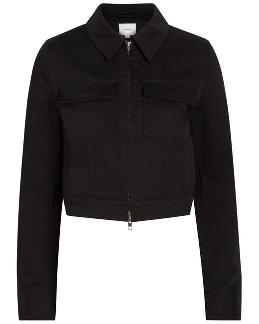 Vince Black Stretch-Cotton Cropped Jacket