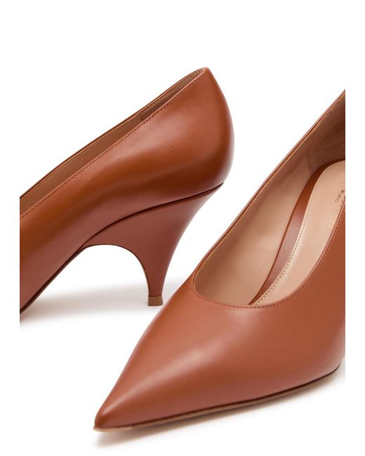 Gianvito Rossi Brown Sofia 75 Leather Pumps