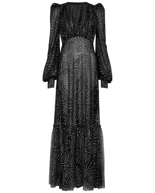 The Vampire's Wife Black The Royal Sorceress Glitter-embellished Woven Maxi Dress