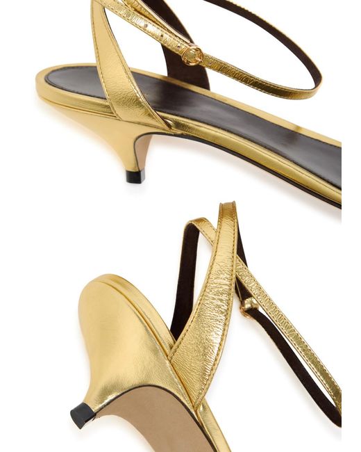 The Row White Vika Ankle Strap 35 Metallic Leather Sandals