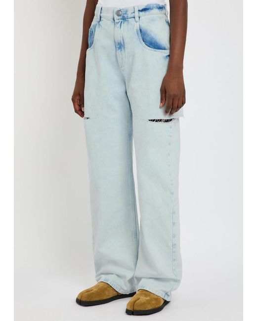 Maison Margiela Blue Cut-Out Wide-Leg Jeans