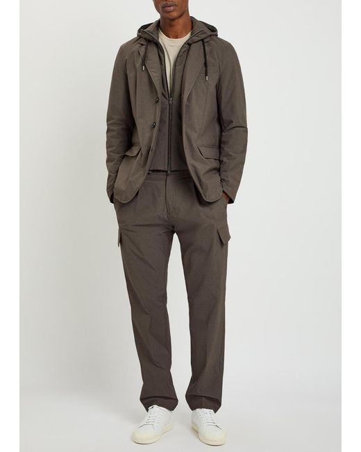 Herno Brown Double-Layer Hooded Woven Jacket for men