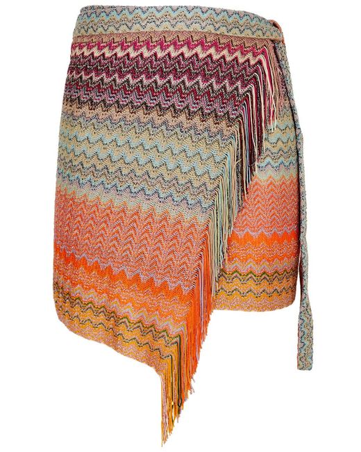Missoni Orange Zigzag-intarsia Knitted Sarong