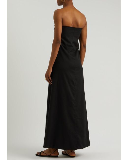 AEXAE Black Strapless Woven Maxi Dress