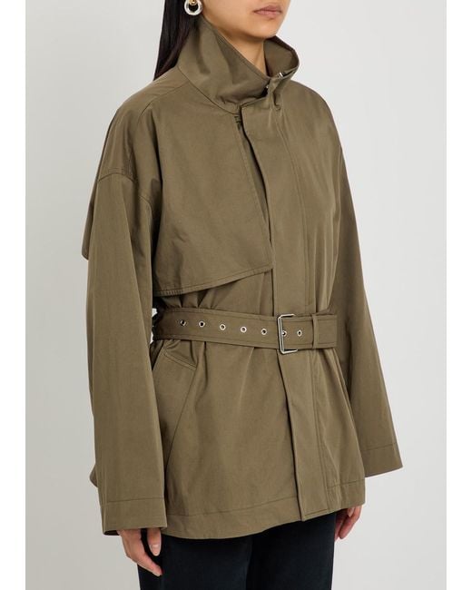 FRAME Green Belted Cotton Trench Jacket