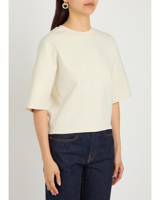 OSSOU White Rift Cropped Cotton-Blend T-Shirt