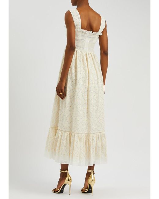 Gucci White Broderie Anglaise Cotton-blend Midi Dress