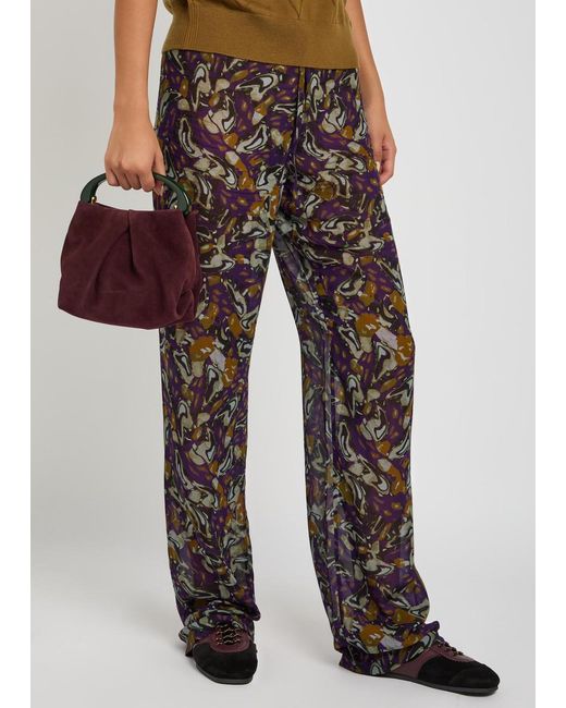 Dries Van Noten Purple Crisp Suede Top Handle Bag